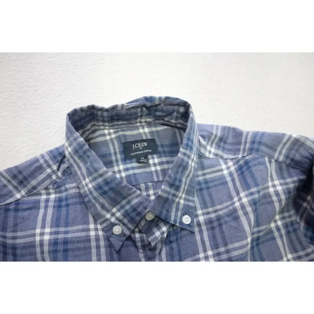J Crew Dress Shirt Heathered Cotton Plaid‎ Long Sleeve Button Up Mens XS XSMALL
